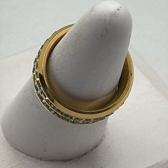 Brand New!! Size 10 stainless steel double row zircon stone ring - Picture 2 of 4